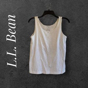 LL Bean Medium White Tank Top Basic Layering Double Lined